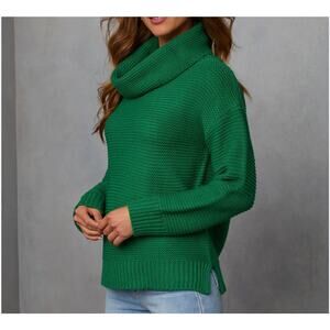 VICI green Denice knit turtleneck sweater - Christmas - chunky knit - size S